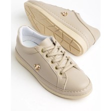 Dilimler Ayakkabı Bej Kadın Spor Ayakkabı Taban Kaplama Bağcıklı