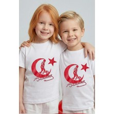 Luess Unisex Çocuk Kabartma Baskı %100 Pamuk  Atatürk Tişört (3-4 Yaş 8-9 Yaş)