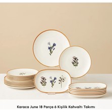 Karaca 18 Parça Çiçek Desenli 6 Kişilik Kahvaltı Servis Takımı Renkli Stoneware