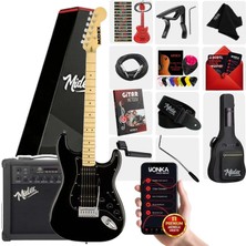 Midex RPH-40BK-25AMP Elektro Gitar Seti 25 WATT GAİN'Lİ Bluetooth Şarjlı Amfi ve Full SET