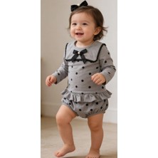 Bebesen Kız Bebek Takım -Külotlu Pudra Puantiyeli Fiyonklu(6-9-12-18 Ay)