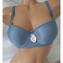 Shine Elagance Mavi Destekli Balenli Düz Renk Kadın Rahat Kullanışlı Sütyen