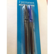 Morrisons 2 Adet Permanent Marker Kalemler Mavi ve Siyah Renk Seçenekleriyle Kullanıma Uygun