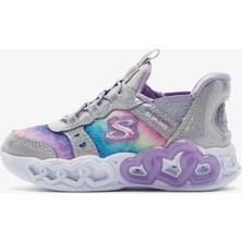Skechers Infinite Heart Lights Eternal Shimmer Kids Sneaker Cırt Cırtlı Işıklı Çocuk Ayakkabısı Gri Pembe