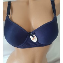 Shine Elagance Lacivert Destekli Balenli Kadın Rahat Sütyen Pamuk Polyester Elastan Içerir