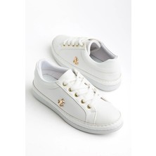 Dilimler Ayakkabı Beyaz Kadın Spor Ayakkabı Taban Kaplama Bağcıklı