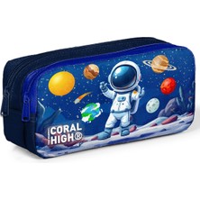 Coral High Kids Lacivert Astronot Desenli Iki Bölmeli Kalem Çantası 31052