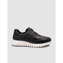 Cabani Siyah Hakiki Dana Deri Süet Detaylı Kadın Sneaker Ayakkabı