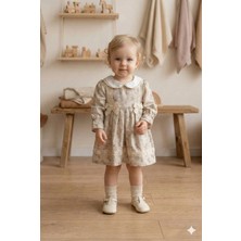 Vavbaby Dantel Detaylı ve Bebe Yakalı Çiçek Desenli Kız Bebek Elbise