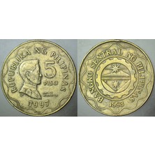 Banknoting Filipinler 5 Piso 1997.