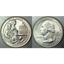 Banknoting Amerika Çeyrek Dolar 2017 D Ulusal Parklar-New Jersey - Ellıs Island. Çilaltı.