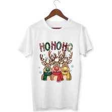 Alpşan Ticaret Ho Ho Ho Yeni Yıl Tişört Merry Christmas T-Shirt Çocuk Yetişkin Beyaz T-Shirt Unisex Çocuk Tişört