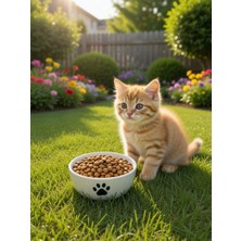 Evin Bizden Kedi Mama ve Su Kabı 13 cm Seramik Mama ve Su Kabları 1 Adet