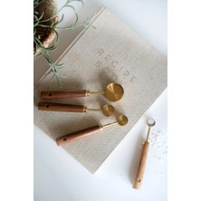 Dekorz Dükkan Küçük Ahşap Saplı Gold Çelik Ölçü Kaşığı Seti 4'lü