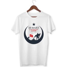 Alpşan Ticaret 18 Mart 1915 Çanakkale Zaferi Tişört - Özel Tasarım Baskılı Unisex Beyaz T-Shirt