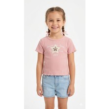 Queen Kids Kız Çocuk Pullu Yıldızlı  Kaşkorse Body Pudra