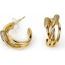 Sacha Sarmal Zirkon Taş Detaylı Yarım Halka Küpe