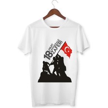 Alpşan Ticaret 18 Mart 1915 Çanakkale Zaferi Tişört - Özel Tasarım Baskılı Unisex Beyaz T-Shirt
