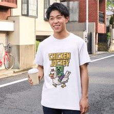 Alpşan Ticaret Mınecraft Çocuk Yetişkin Beyaz T-Shirt Unisex Çocuk Tişört