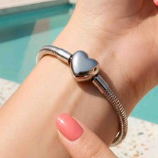 Bontexs Gümüş Renk Çelik Kalp Figürlü Bileklik