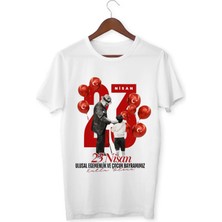 Alpşan Ticaret 23 Nisan Çocuk Tişörtü Kız Erkek Beyaz Çocuk Tshirt 23 Nisan