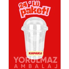Yorulmaz Ambalaj 🥤 🥤🥤 400 cc Kapaklı Plastik Bardak – Sızdırmaz, Dayanıklı ve Pratik Kullanım 24 Lü