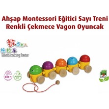 Direkstoktan Eğitici Ahşap Mantar Sayı Sayma Treni - Geometrik Şekil Sıralama / Counts Inserting Tractor