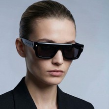 Alexander Mcqueen AM0427S 001 Siyah Füme Unisex Dikdörtgen Güneş Gözlüğü 52-21