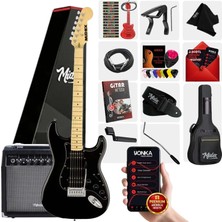 Midex RPH-40BK-35AMP Full Black 35W BT Amfili Elektro Gitar Seti HSH Manyetik Maple Klavye