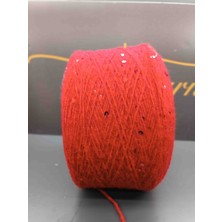 Pi Yarn Iri Pullu Moher El Örgü Ipi Kırmızı 400GR