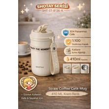 Shotay Strow Coffe Çelik Mug 410 ml Krem Renk - SHT-ST-8136