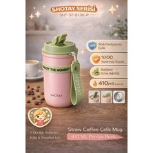 Shotay Strow Coffe Çelik Mug 410 ml Pembe Renk - SHT-ST-8136