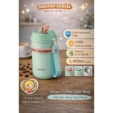 Shotay Strow Coffe Çelik Mug 410 ml Yeşil Renk - SHT-ST-8136