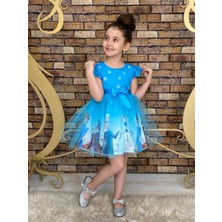 Neşeli Bebek Frozen Elsa Mavi Elbise Kız Çocuklar İçin Şık ve Rahat Günlük Kullanım