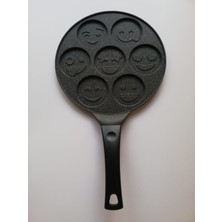 Eda Granit 28 cm Emojili Pankek Tava Döküm Granit Siyah Renk Dayanıklı ve Kolay Temizlenir