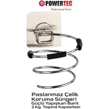 Powertec Fön Makinesi & Saç Kurutma Makinesi Askı Aparatı Paslanmaz Çelik ( Yedek Yapışkan Bant Hediyeli )