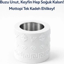 Mottopi Tek Kadeh Ehlikeyf Kilim Motifli, Termojelli Donarak Soğutan-Mermer Renk