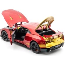 Disney Cars Mınıauto Nıssan GTR50 Kırmızı 1:24 Metal Çek Bırak Kapıları Açılan Sesli Işıklı Araba