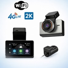 Telkur Teknoloji 4g Uzaktan Izlemeli 2 Kameralı 2K+1080P Yüksek Çözünürlüklü Dashcam Kamera