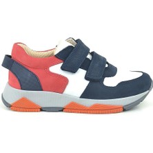 Ortopedikal 3880 Rakerplus Hakiki Deri Lacivert Beyaz Kırmızı Çocuk Sneakers Spor Ayakkabı Cırtlı