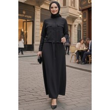 İlkimay.com Kapak Cepli Düğmeli Ikili Takım 1696 - Siyah