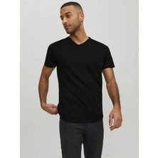 Jack & Jones Jack&jones 12156102 V Yaka Erkek Tshirt - Siyah