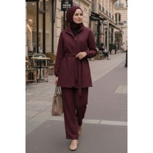 İlkimay.com Gizli Fermuarlı Kuşaklı Ikili Takım 1698 - Bordo