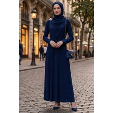 İlkimay.com Şal Bağlamalı Elbise 1691 - Lacivert