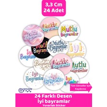 İstisna 24 Farklı Desen Ramazan Bayramı Sticker Çıkartma Seti Hediye Kutusu Etiketi Ramazan Bayramı Yazılı