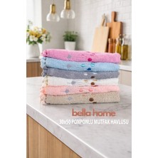 Bella Home Ponponlu Mutfak Havlusu | 30X50 cm | %100 Pamuk | 6’lı Set | Yumuşak & Yüksek Emici