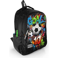 Coral High Kids Siyah Goal Desenli Üç Bölmeli Okul Sırt Çantası 33253