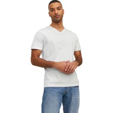 Jack & Jones Jack&jones 12156102 V Yaka Erkek Tshirt - Beyaz