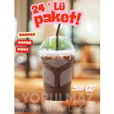 Yorulmaz Ambalaj 🥤 🥤 🥤 300 cc Kapaklı Pipetli Plastik Bardak – Smoothie, Milkshake ve Soğuk Içecekler Için  24 Adet