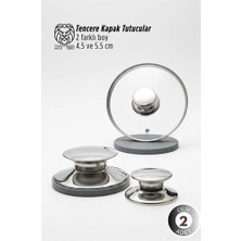 Calperia Paloma Serisi 2’li Paslanmaz Çelik Lüks Tencere Kapağı Tutucu Seti - 4.5- 5.5 cm Universal